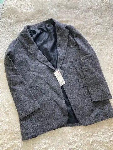 UNIQLO 새상품 정가: 5990엔 그레이 트위드 테일러드 자켓 XL