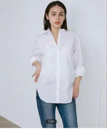 이네드 밴드 카라 셔츠 화이트 7호