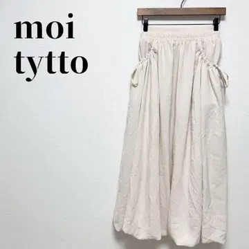 moi tytto 포켓 개더 벌룬 스커트 리본 안감 포함 베이지 계열