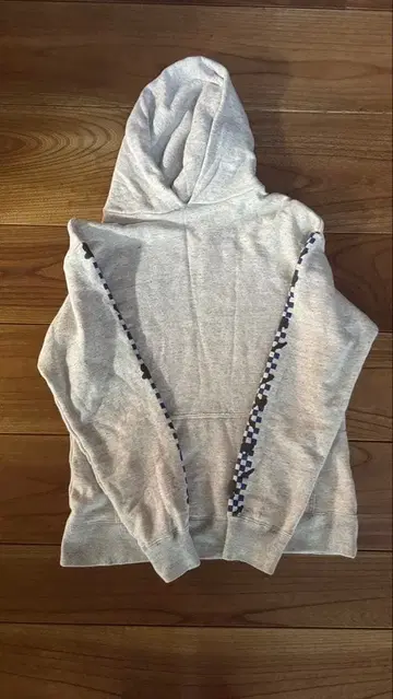 Dhal 그레이 후드 부착 후드티 체크 무늬