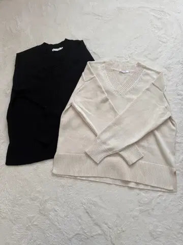 아메리칸 홀릭 v넥 니트 코튼