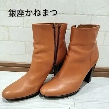 긴자 카네마츠 카멜 가죽 숏부츠 23 여성용