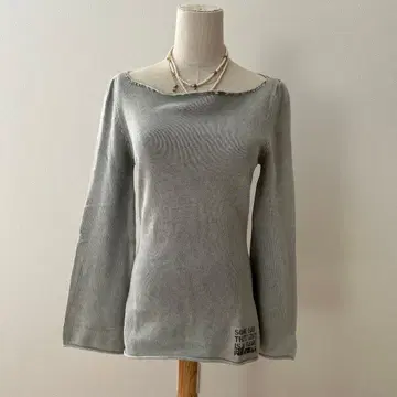 y2k archive 세미 오프숄더 와플 니트 S 그런지 다크 코어