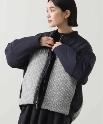 아우터 충전솜 트위드 도킹 코트 그레디 브릴리언트