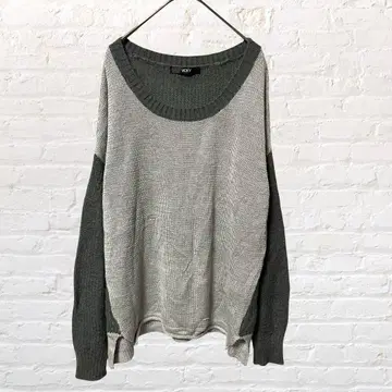 11178 비키 모헤어 울 혼방 바이컬러 니트 스웨터 M 그레이