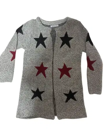 별 패턴 긴팔 니트 가디건 그레이