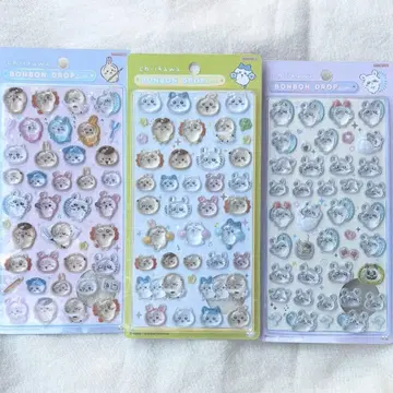 3종 세트 치이카와 모자 꽁지 드롭 씰 BONBON DROP
