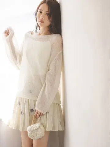 snidel 시어 모헤어 루즈 풀오버 아이보리