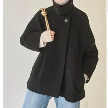 Spick & Span W/Ny 모사 스텐 칼라 숏코트 블랙