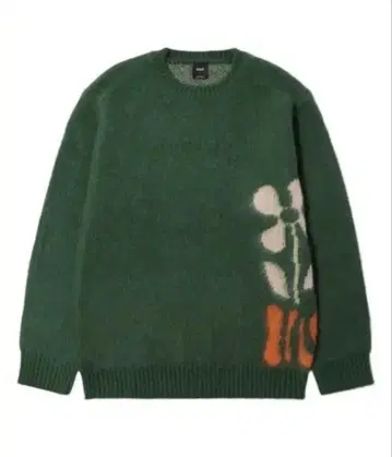 HUF 그린 모헤어 니트 XL 꽃 자수