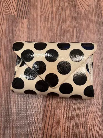 물방울 패턴 컴팩트 지갑 아이보리/블랙