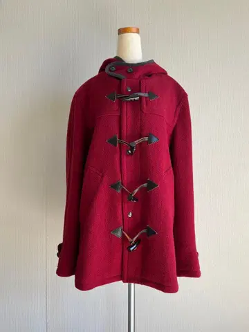 버건디 더플 코트 울 혼방