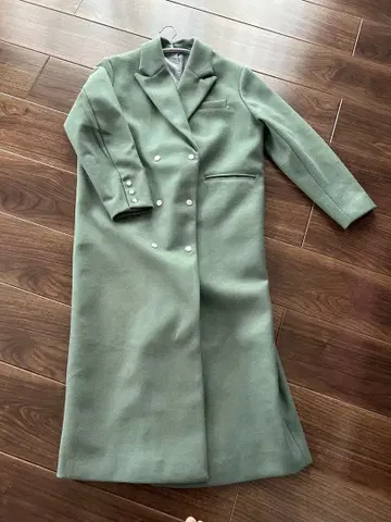 [ 새상품 ] [ LVEU. ] 민트 그린 더블 브레스트 롱 코트