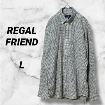 1055 리갈 프렌드 긴팔 셔츠 체크 무늬 그레이 계열 캐주얼 L