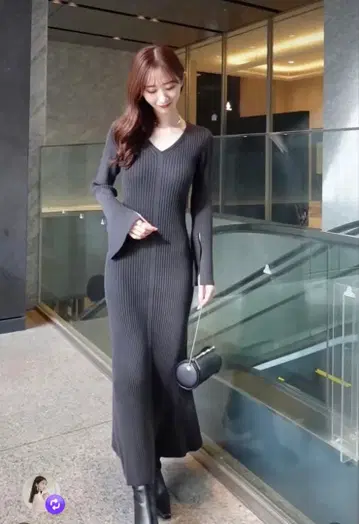 anuans 세미 머메이드 니트 원피스 다크 그레이