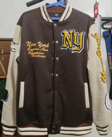 NY 바시티 자켓 브라운