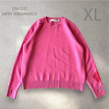 새상품급 UNIQLO 안야 힌드마치 핑크 캐시미어 100% 니트