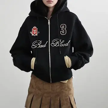 BADBLOOD 로얄 클래식 후드 집업 파카 한국 블랙