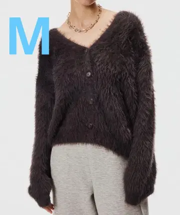 coca  부드러운 샤기 니트 가디건 브라운 M