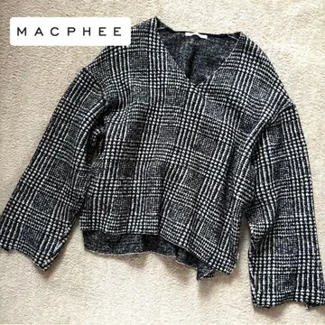 새상품급 [ MACPHEE 투모로우랜드 ] V넥 체크 티셔츠 블랙