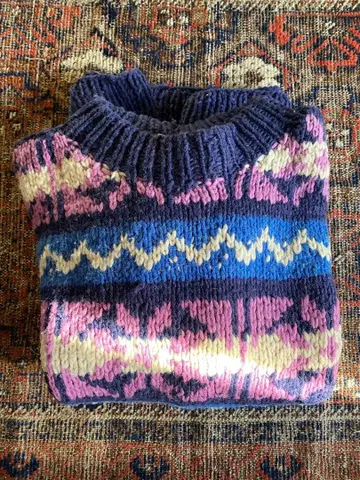 기하학 패턴 오버 사이즈 니트 스웨터 (두꺼운 원단)