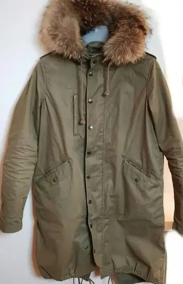 스픽앤스팬 코튼 100% 모즈 코트 카키