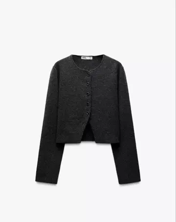 [ ZARA ] 무지 크롭 기장 가디건 L