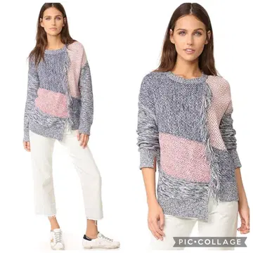 BCBGMAXAZRIA 니트 스웨터 XXS 프린지 화이트 블루 레어 니트