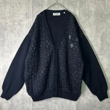 이탈리아제 빈티지 디자인 니트 가디건 네이비 XL