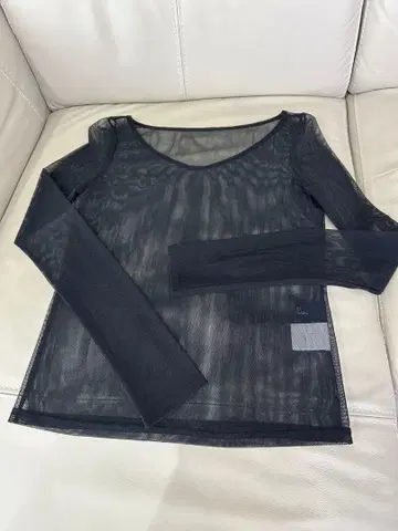리츠코 시라하마 시스루 블랙 긴팔 메쉬 상의