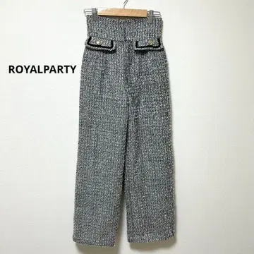 로얄 파티 트위드 와이드 팬츠 하이웨스트 허리밴딩 프리