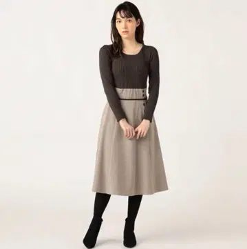 컨디션 최상 레스 빠세 글렌체크 니트 도킹 원피스 38사이즈