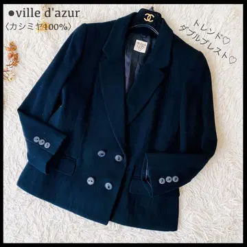 컨디션 최상 퓨어 캐시미어 더블 테일러드 자켓 블랙 포멀 40