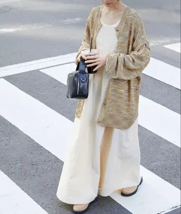 2way 오버 사이즈 멜란지 니트 가디건