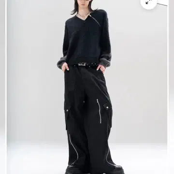 젠틀 루이스 Zip 슬릿 카고 데님 팬츠 M