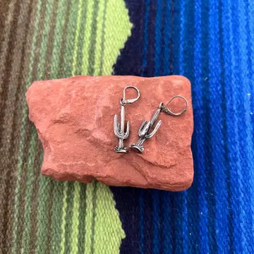 네이티브 아메리칸 선인장 모양 실버 귀걸이 약 2.5cm