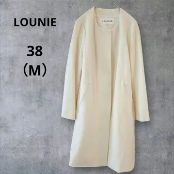 LOUNIE 루니 롱 코트 38 아이보리 노카라 울 100%