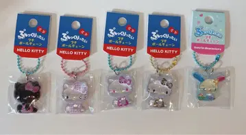 산리오 캐릭터즈 푹신푹신 푸치 볼체인 우사하나 5개 세트