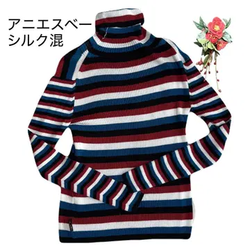 새상품급 에네스베 실크 혼방 니트 스웨터 터틀넥 칼라