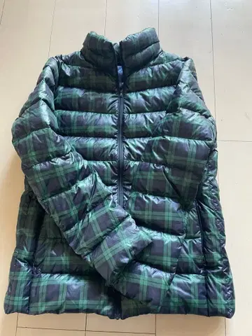 유니클로 UNIQLO 울트라 라이트 다운 XL 체크 그린 네이비