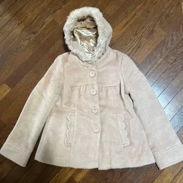 리즈리사 베이지 후드 부착 롱 코트