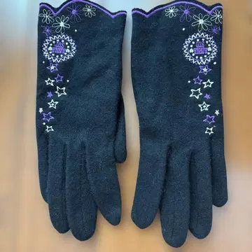 블랙 자수 플리스 장갑