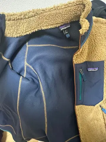 patagonia 플리스 보아 자켓 베이지/네이비