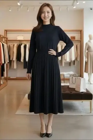 새상품 LAVEANGE 라비앙제 니트 원피스 완판템 블랙 3L