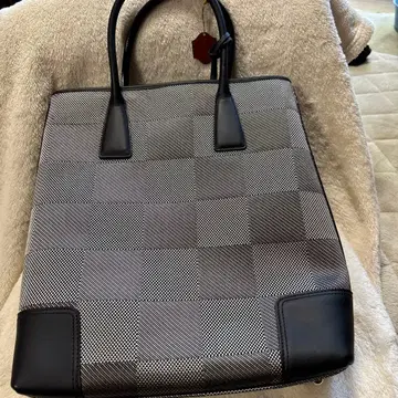 체크 무늬 토트백 그레이/블랙