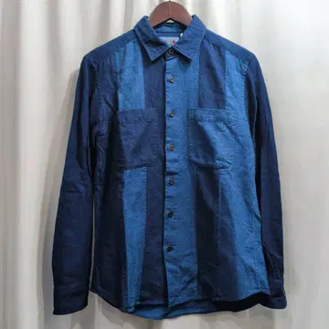 새상품급 블루블루 인디고 절개 긴팔 셔츠 1/S 패치워크