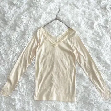 세로 세포 리브 니트 레이스 V넥 얇은 소재 M 엘레강트