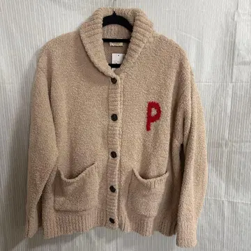 PEANUTS 플리스 가디건 베이지