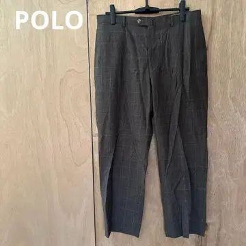 브라운 계열 체크 무늬 슬랙스