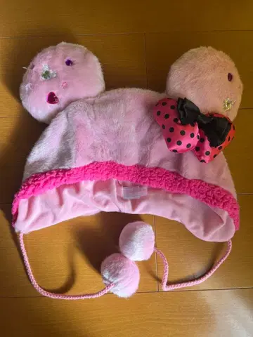 핑크 귀달이 플리스 캡